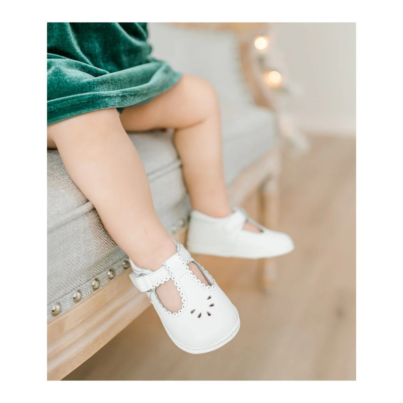 Dottie Scalloped T-Strap Mary Jane (Baby) White