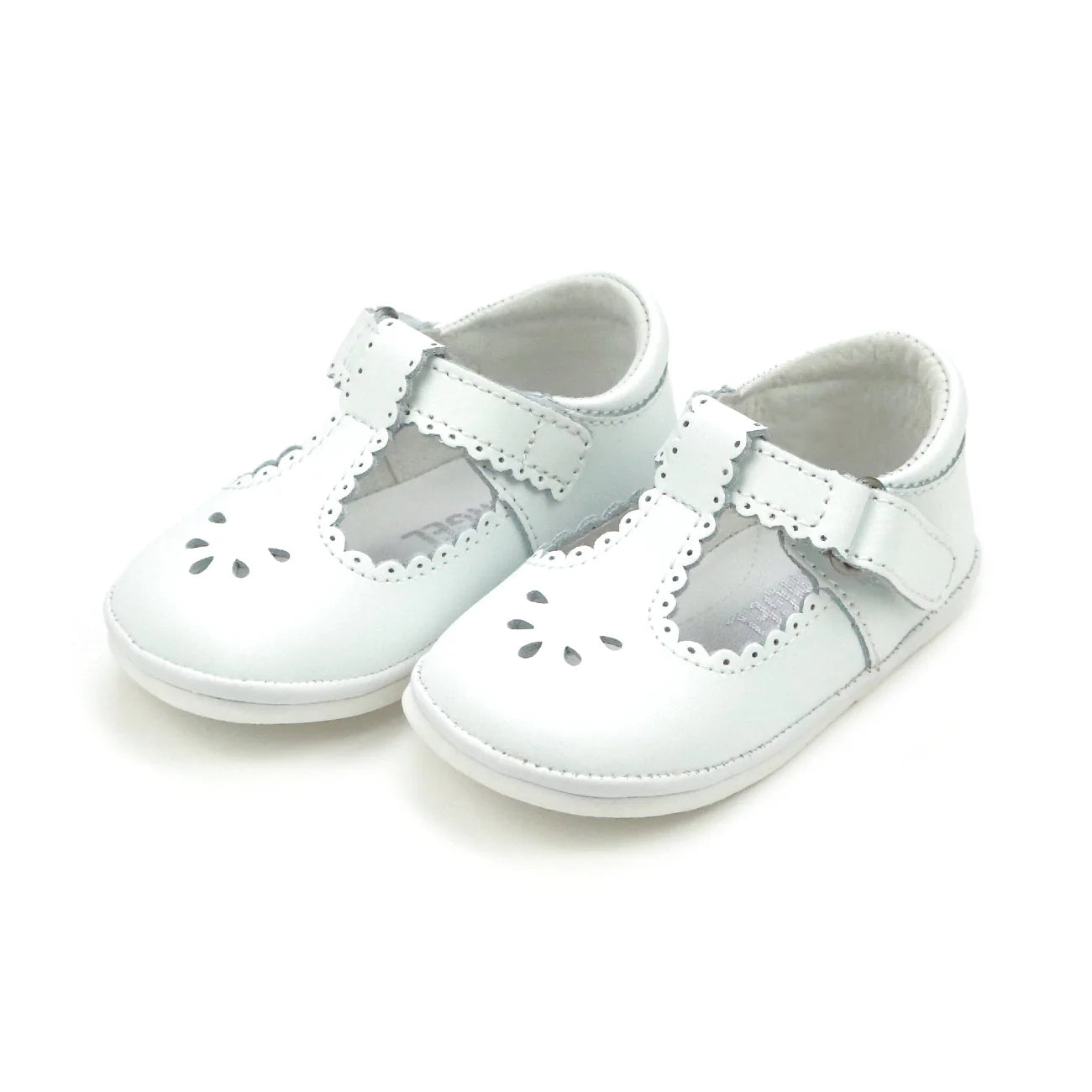 Dottie Scalloped T-Strap Mary Jane (Baby) White