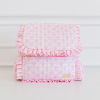 Pink Floral Ruffled Nylon Diaper Bag