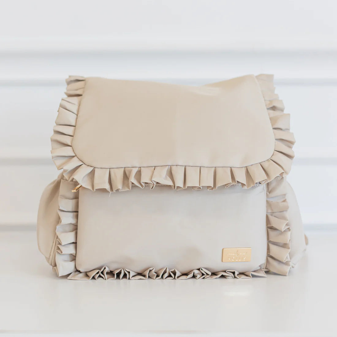 Nude Ruffled Nylon Diaper Bag