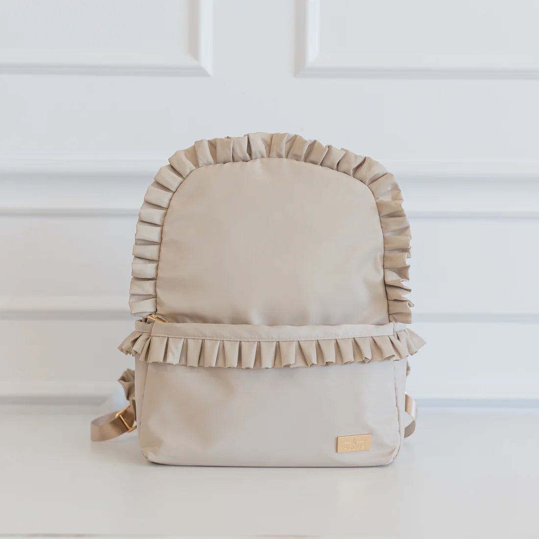 Nude Ruffled Nylon Backpack