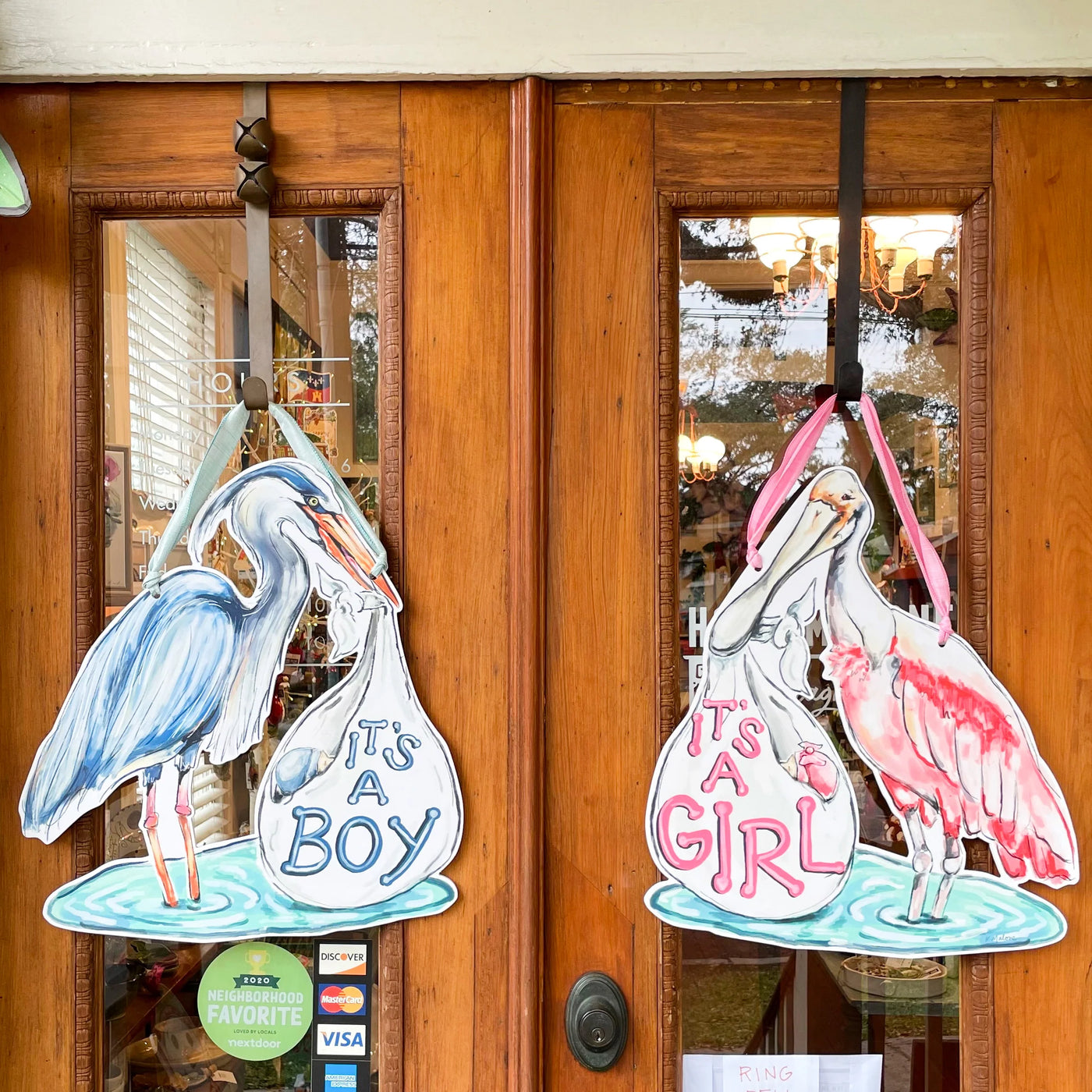 It's A Boy Blue Heron Door Hanger