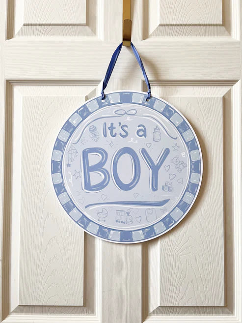 It's A Boy Round Door Hanger
