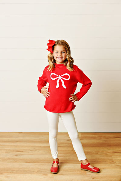 WHITE BOW SWEATER
