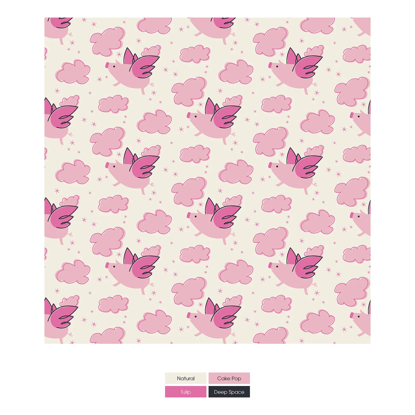 Print Convertible Sleeper with Zipper in Natural Flying Pigs