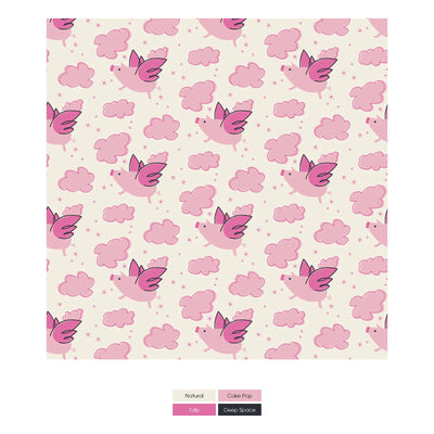 Print Convertible Sleeper with Zipper in Natural Flying Pigs