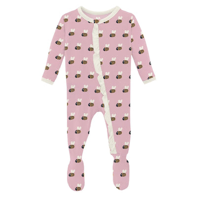 Print Classic Ruffle Footie with 2 Way Zipper in Cake Pop Baby Bumblebee