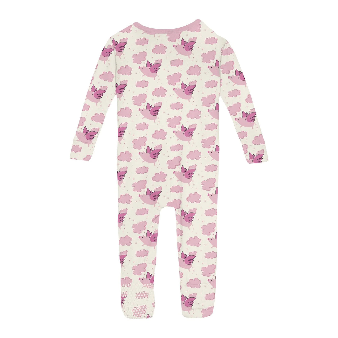 Print Convertible Sleeper with Zipper in Natural Flying Pigs