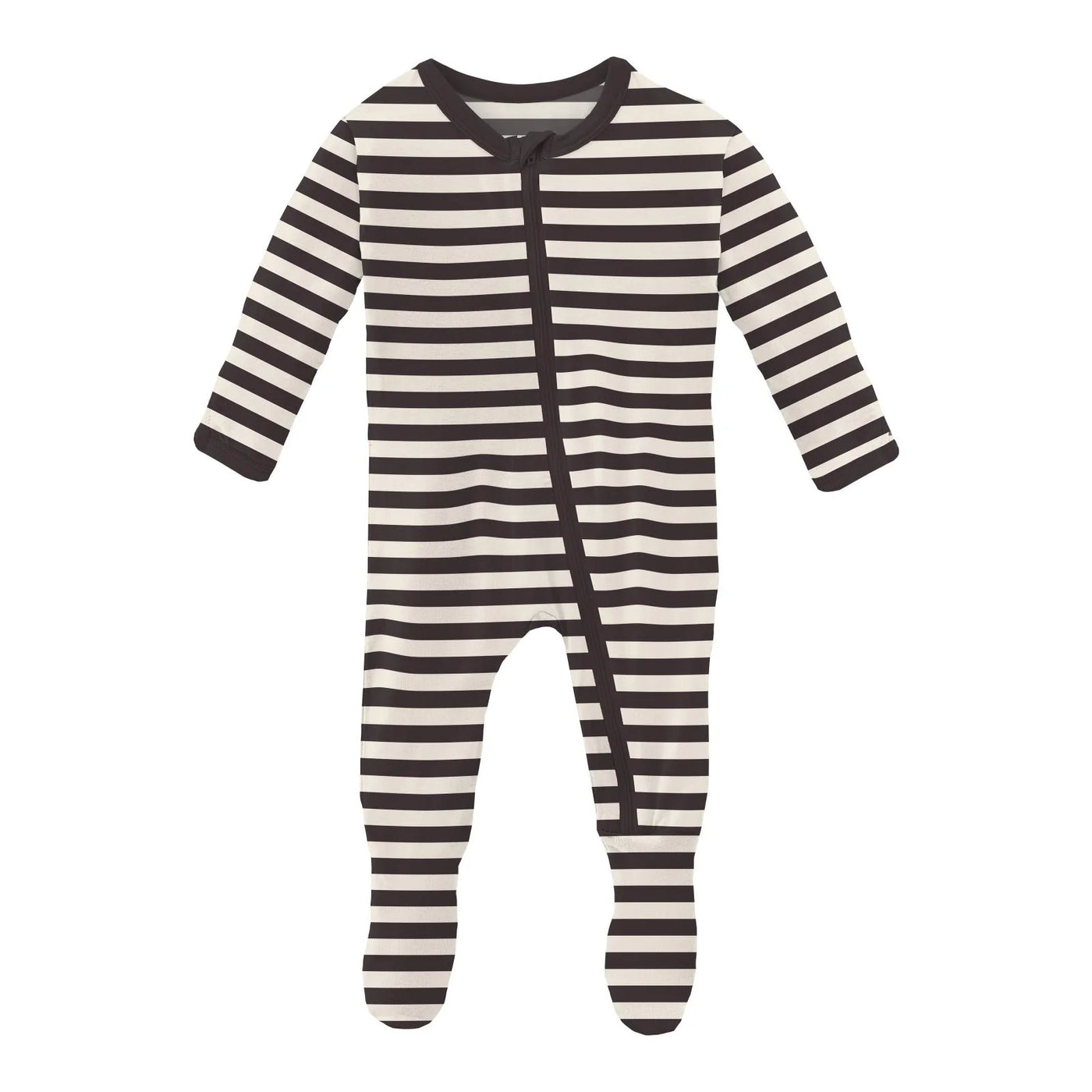 Print Footie with Zipper in Jailhouse Rock Stripe