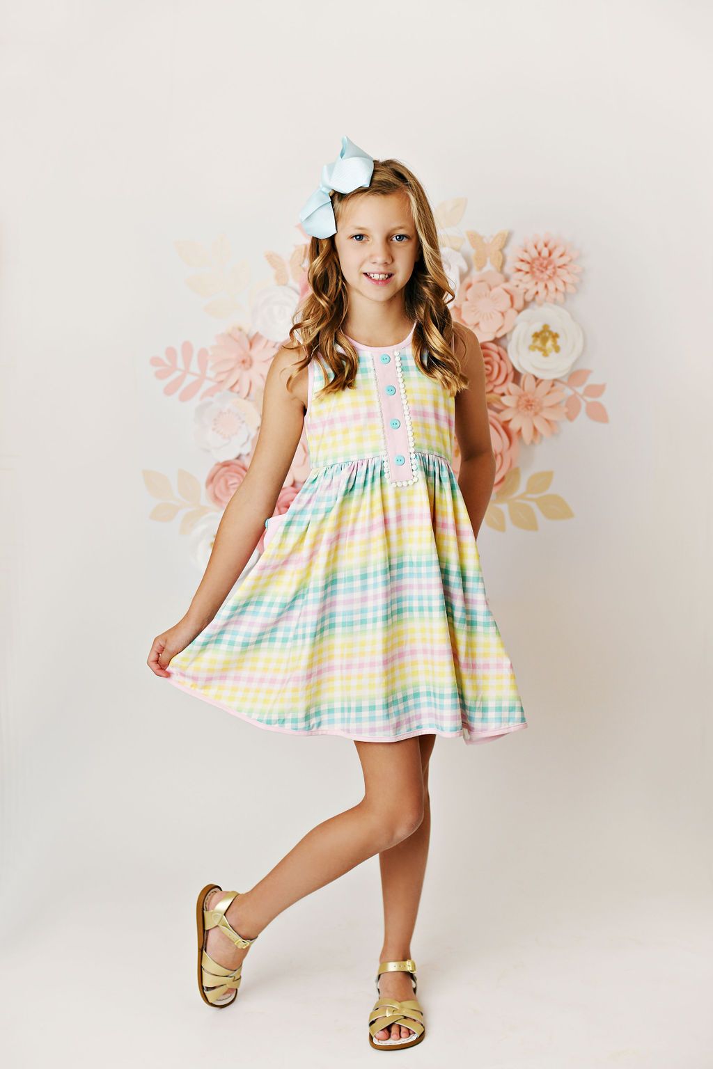 Rainbow Gingham Dress