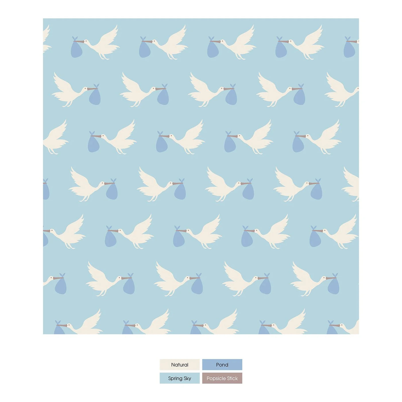 Print Swaddling Blanket in Spring Sky Stork
