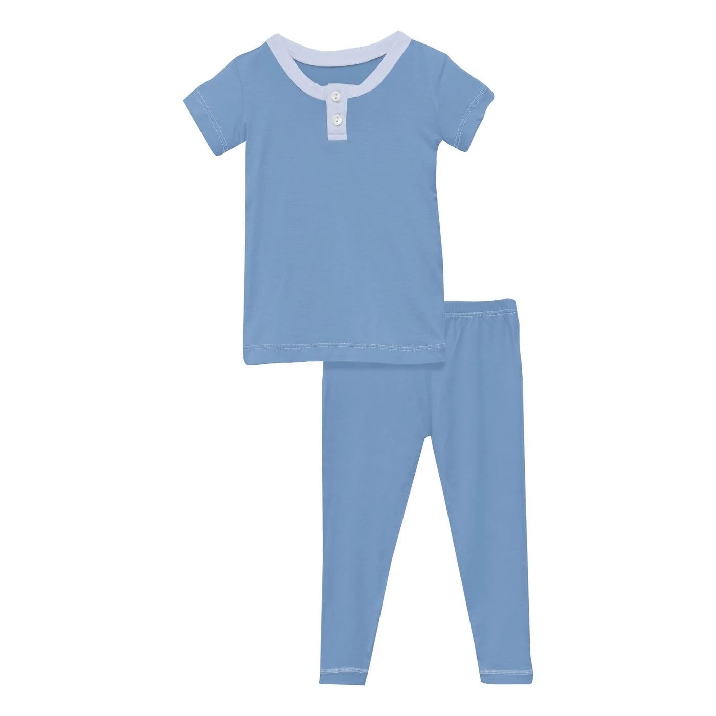 Short Sleeve Henley Pajama Set in Dream Blue with Dew