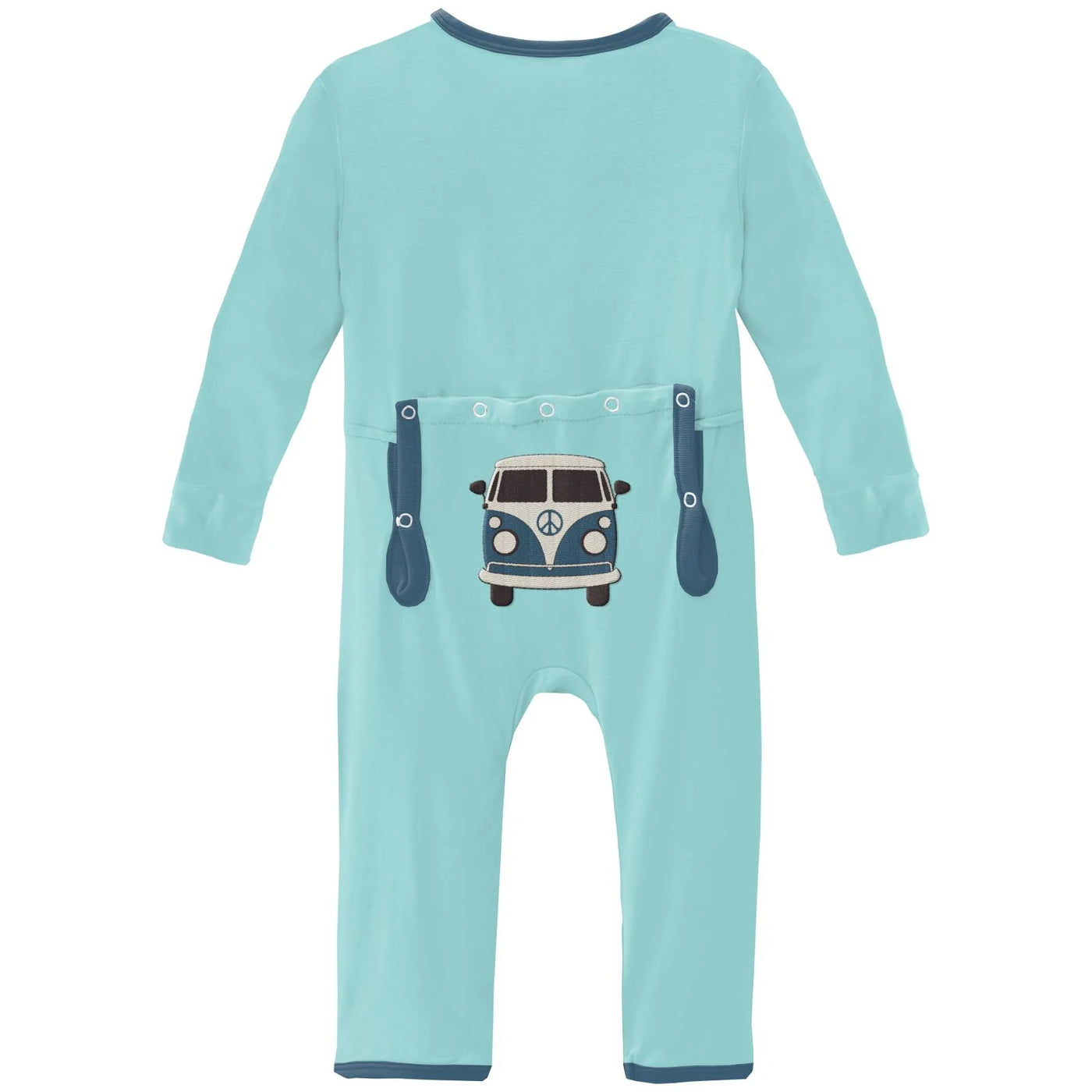 Applique Coverall with Zipper in Summer Sky Vintage Van