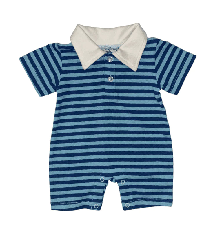 Three Sisters Blue Stripe Shortall w/ Collar