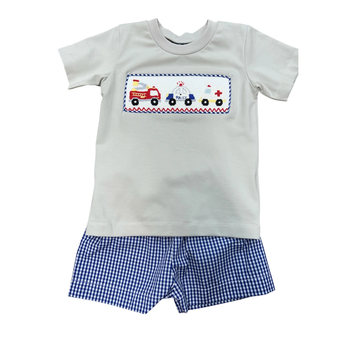 Emergency Vehicle Smocked Short Set