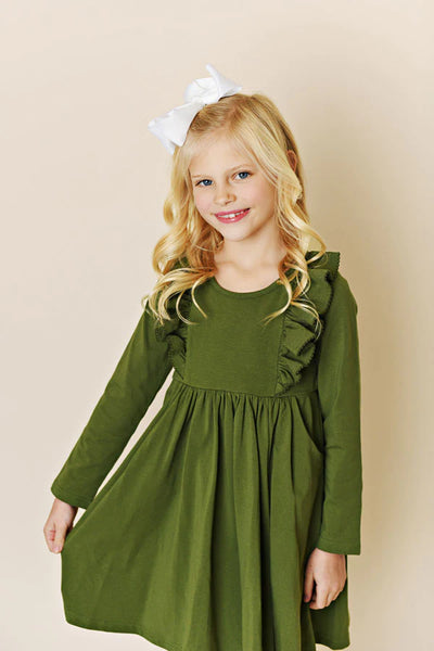 Olive Picot Pocket Bella Dress