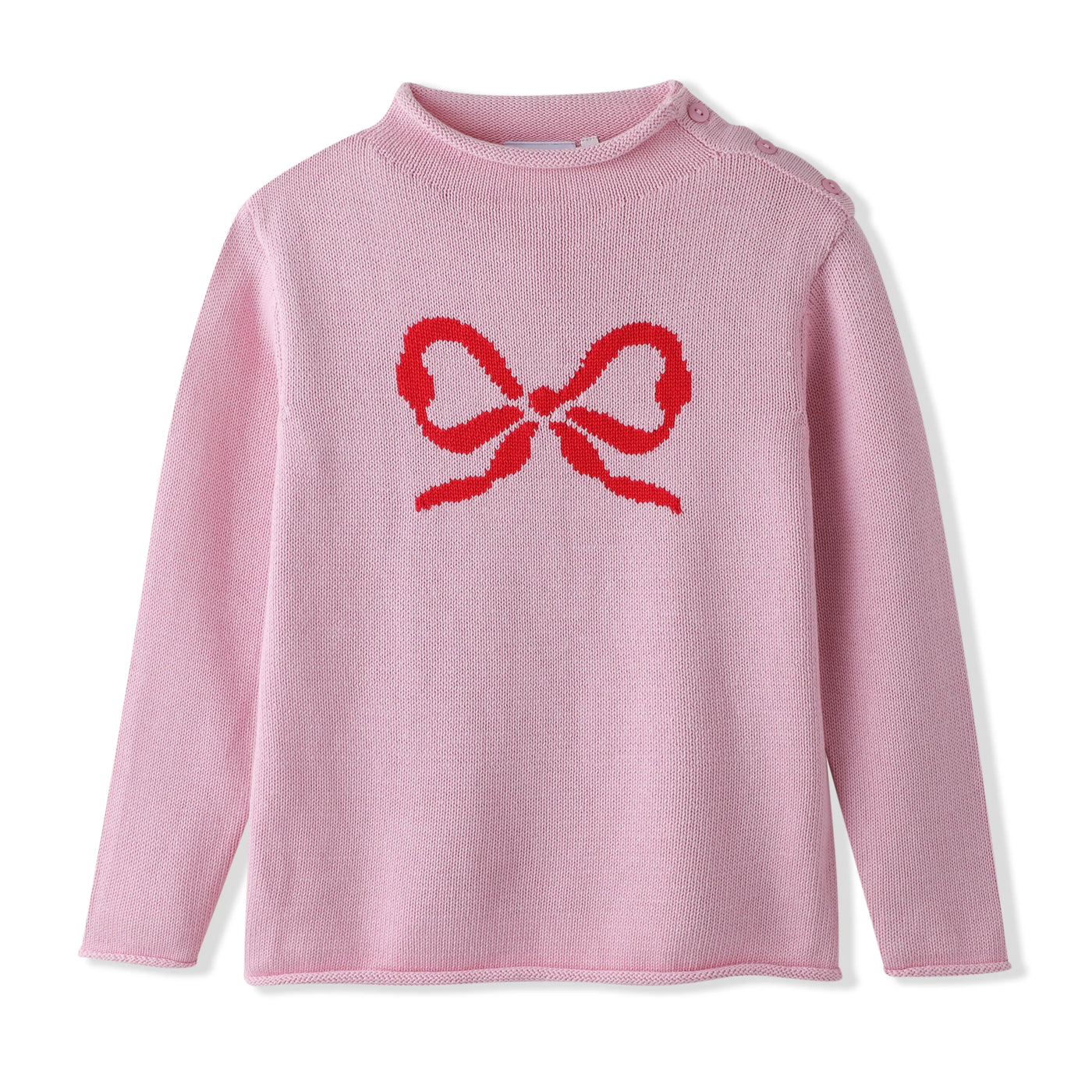 SWOON BABY ROLLED PINK W/ RED BOW FALL HOLIDAY GIRL SWEATER