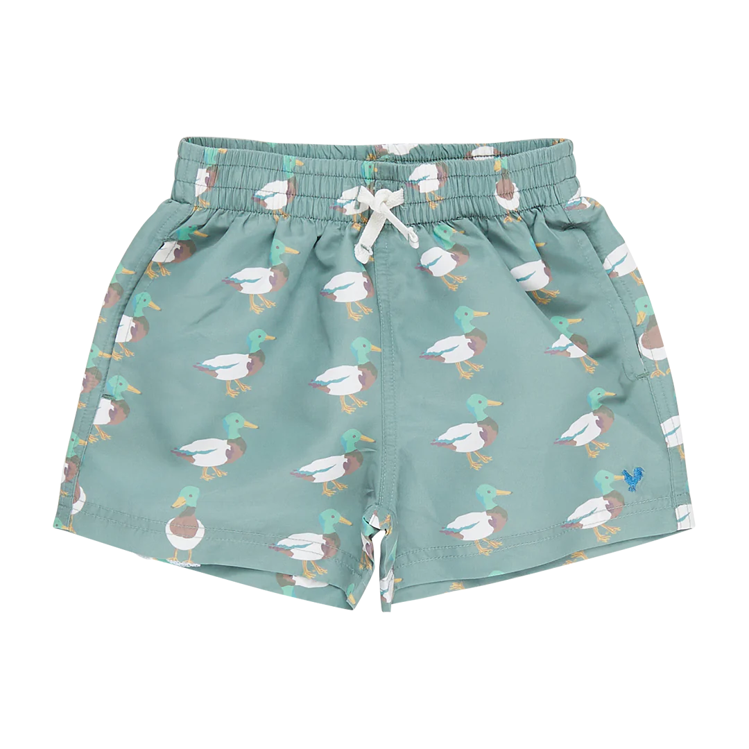 Boys Swim Trunk - Green Mallard Friends