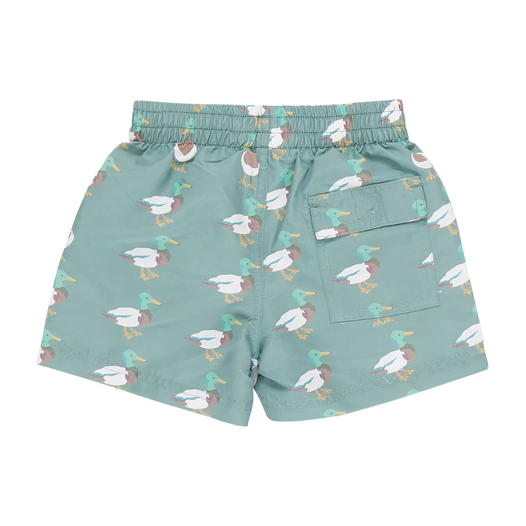 Boys Swim Trunk - Green Mallard Friends