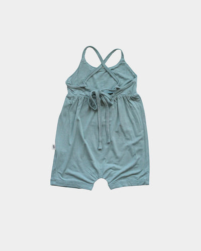 Tie Back Romper in Teal Green