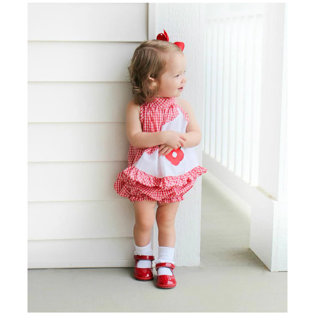 Cara Scalloped Mary Jane (Baby) Patent Red