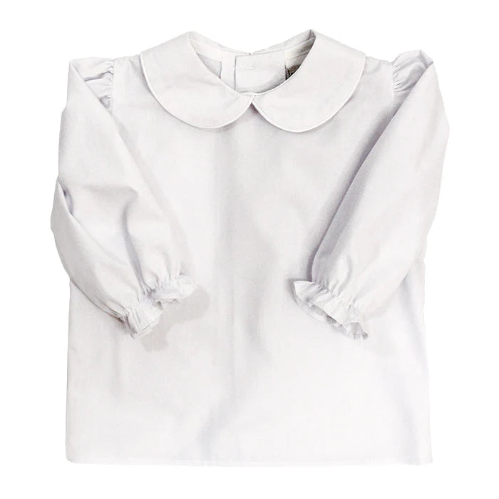 Girls Long Sleeve Button Back Shirt-White