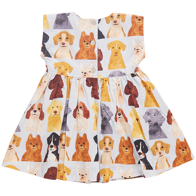 Girls Adaline Dress - Light Blue Watercolor Dogs