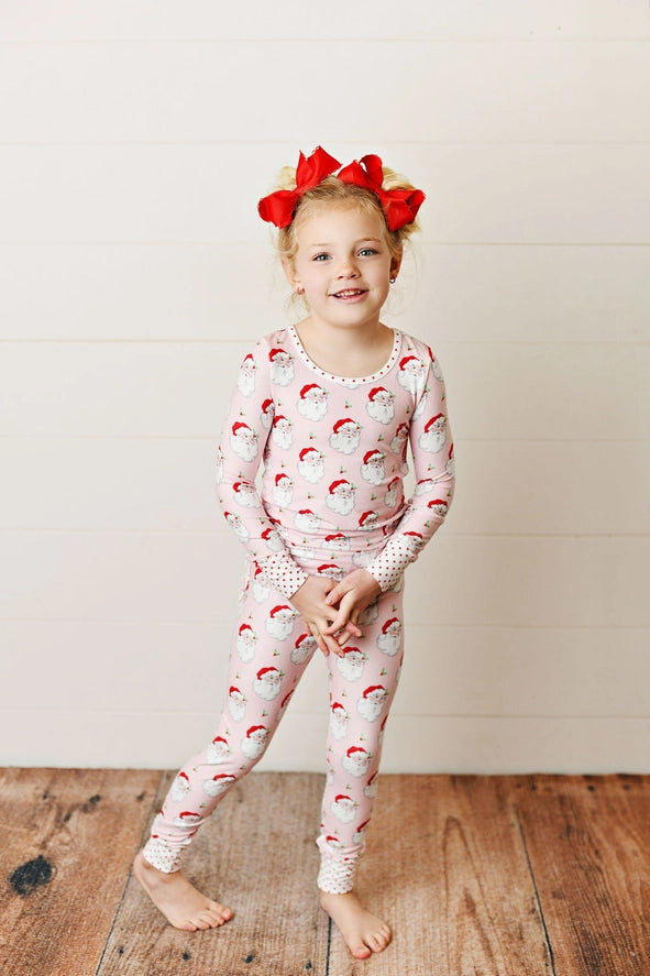 Serendipity Clothing Girl Holiday Holly Jolly Santa Pajama Set