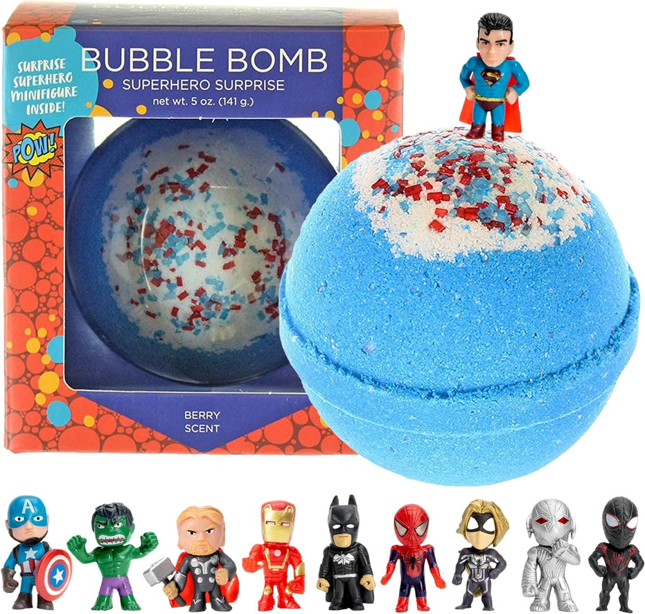 Superhero Kids Bath Bombs Gift Set with Toys Inside