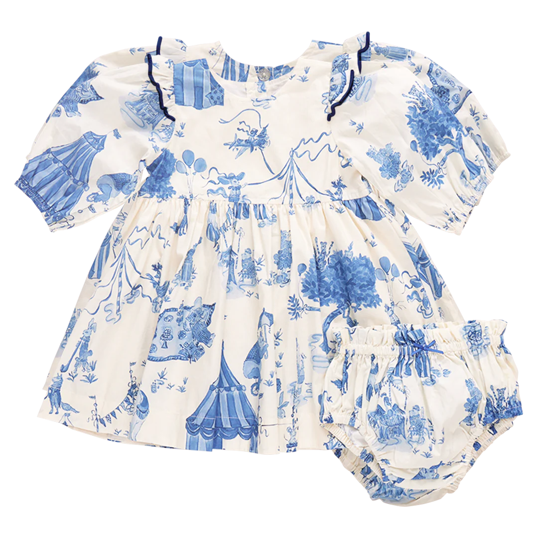 Baby Girls Brooke Dress Set - Blue Circus