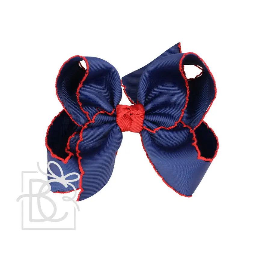 Crochet Edge Bows (Red & Navy)