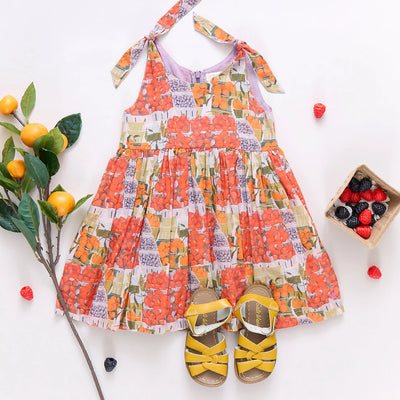 Girls Taylor Dress - Berries and Oranges