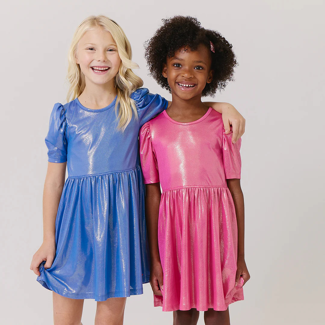 Girls Lame Laurie Dress - Pink