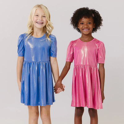 Girls Lame Laurie Dress - Blue
