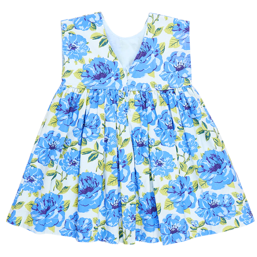 Girls Gracie Dress - Blue Peonies