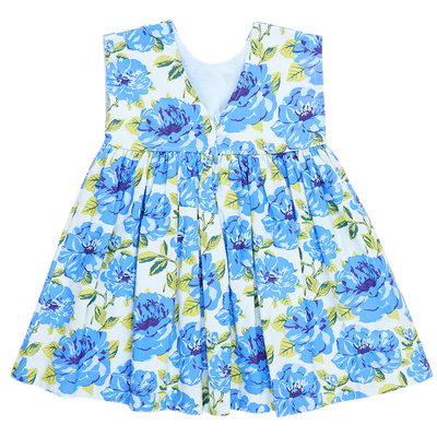 Girls Gracie Dress - Blue Peonies