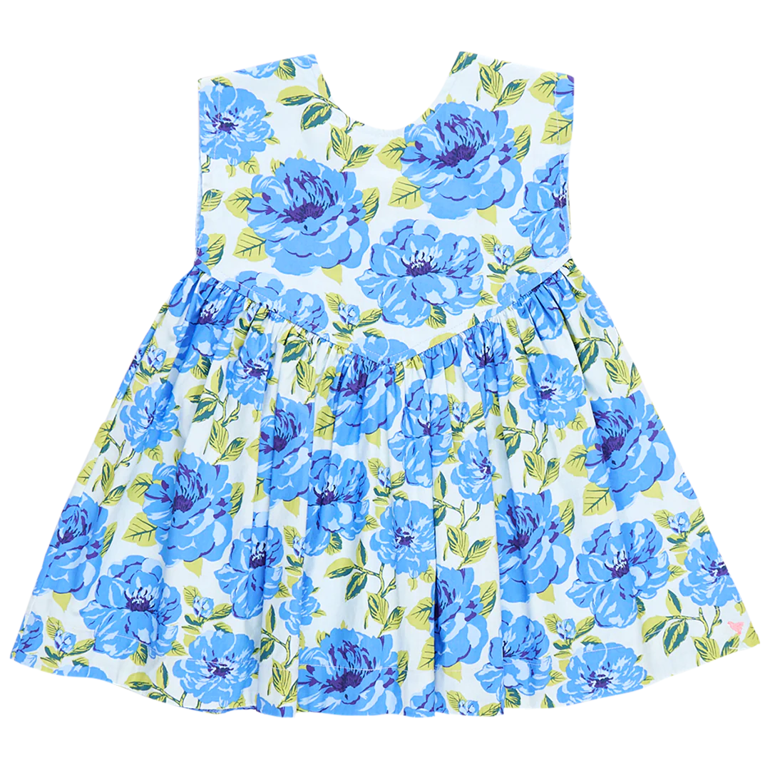 Girls Gracie Dress - Blue Peonies