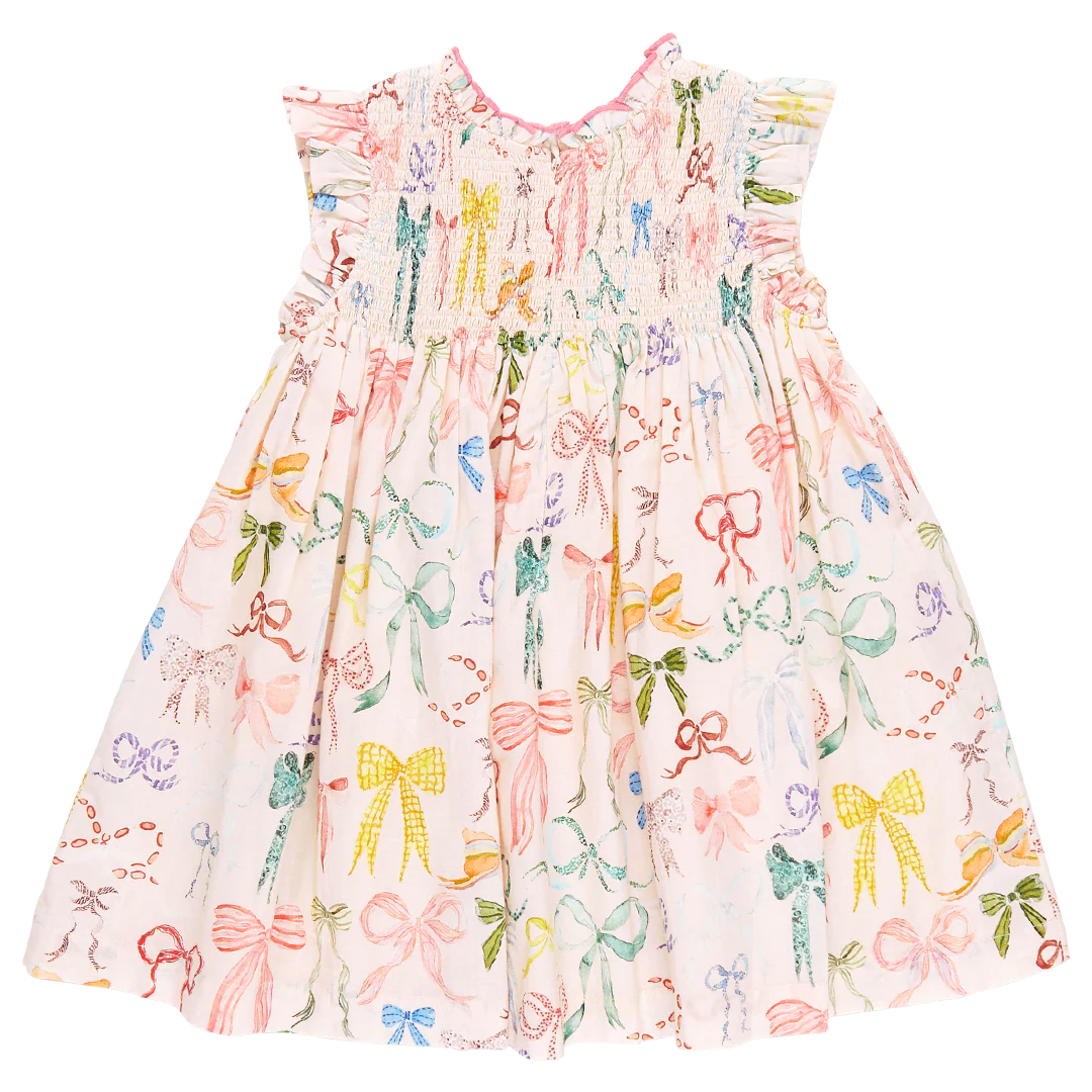 Girls Stevie Dress - Watercolor Bows