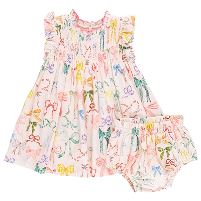 Baby Girls Stevie Dress Set - Watercolor Bows