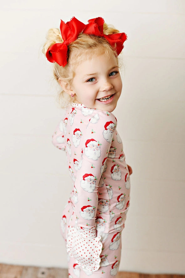 Serendipity Clothing Girl Holiday Holly Jolly Santa Pajama Set