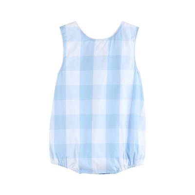 Large Blue Check Bubble Romper