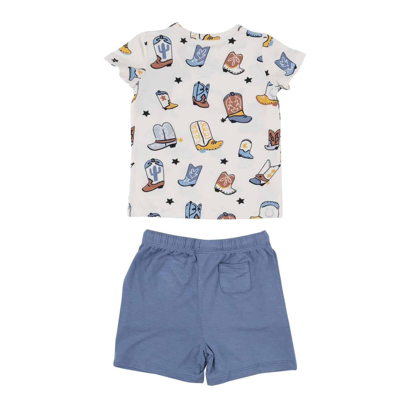 ANGEL DEAR BOOTS BLUE CREW NECK TEE & SHORT SET