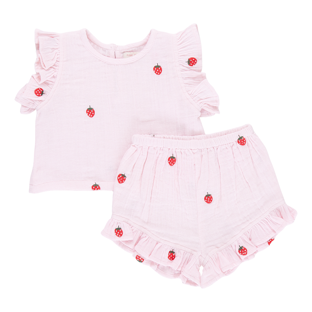 Baby Girls Roey 2-Piece Set - Strawberry Embroidery