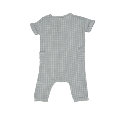 Dolman Front Closure Romper - Grey Grid
