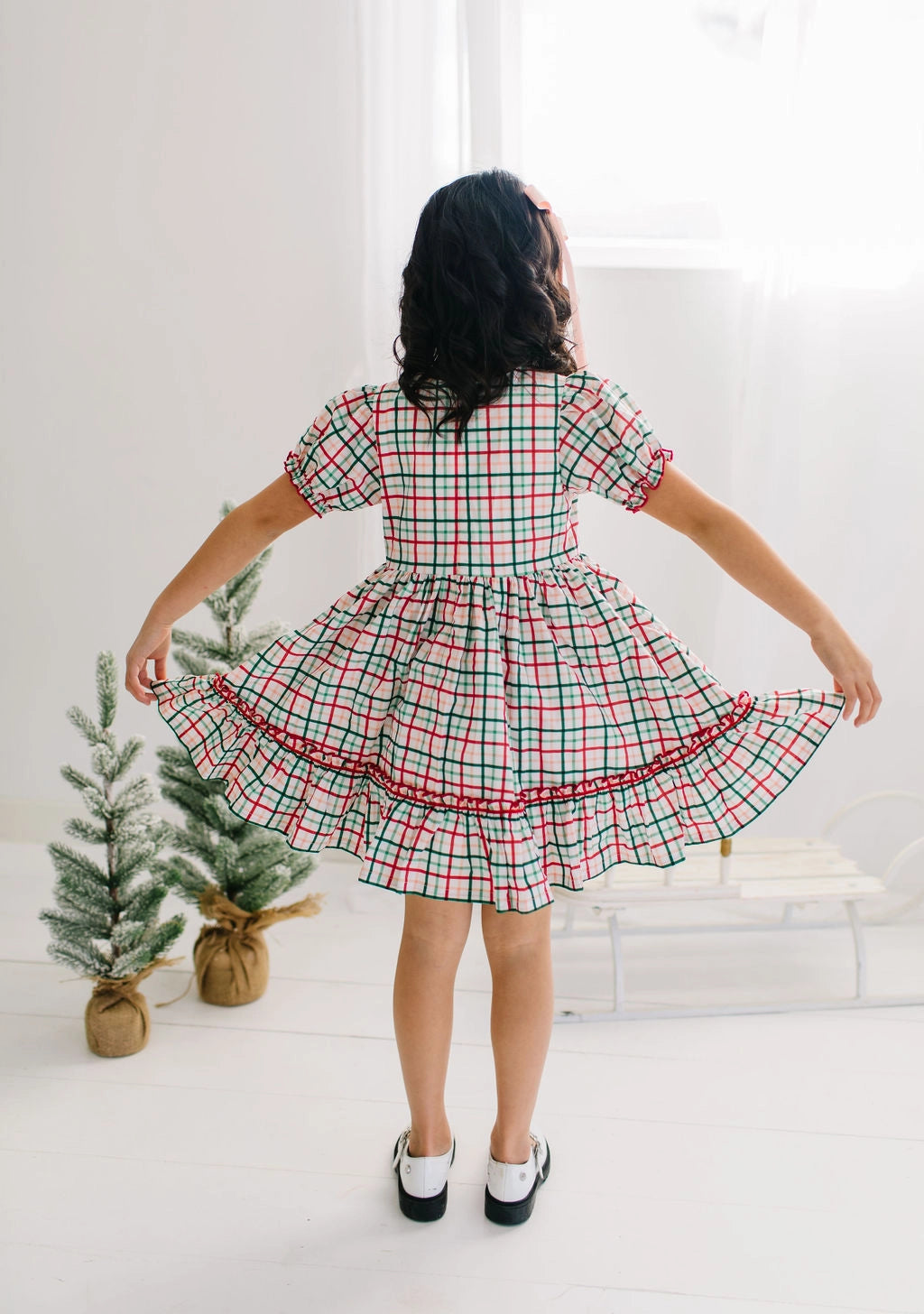 Aura Poplin Dress in Holiday Plaid | Girls Dress