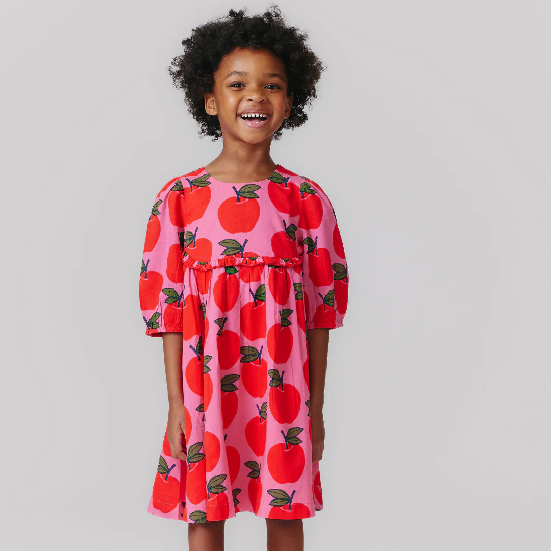 Girls Rowan Dress - Pink Apples