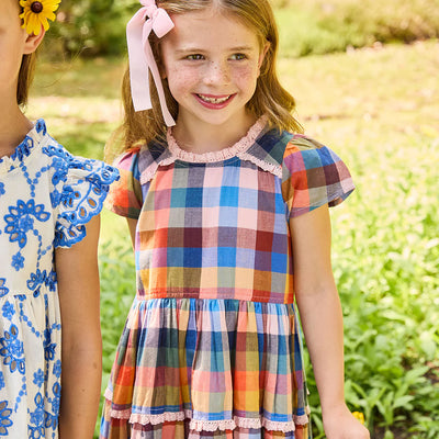 Girls Charlie Dress - Technicolor Check