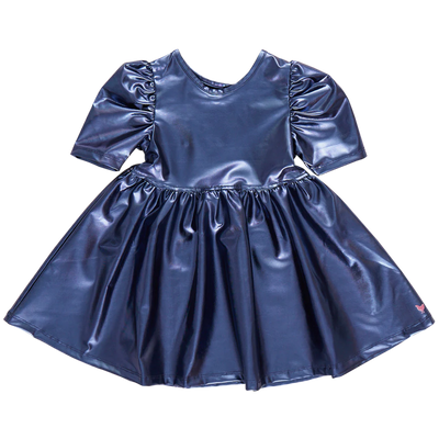 Girls Lame Laurie Dress - Navy