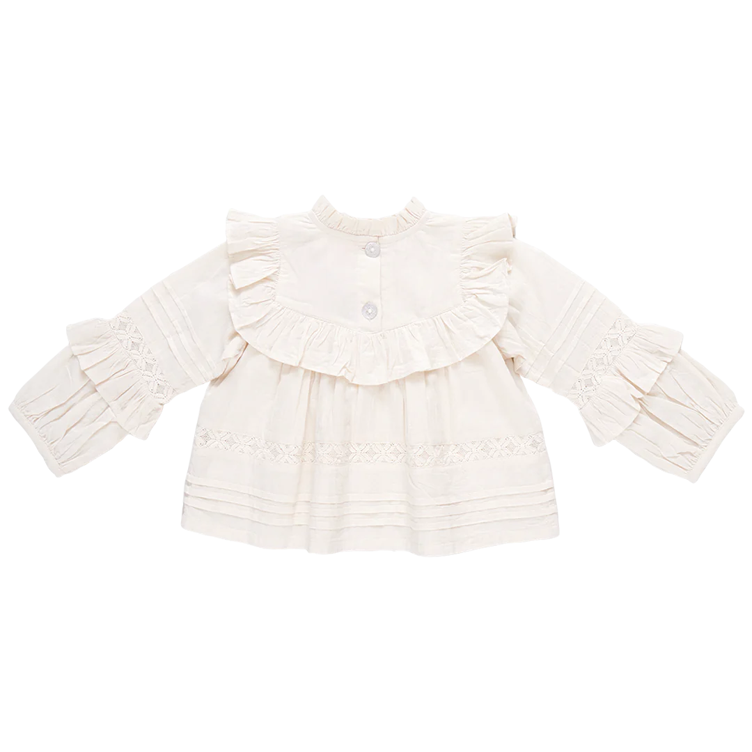 Girls Lace Mira Top - Antique White