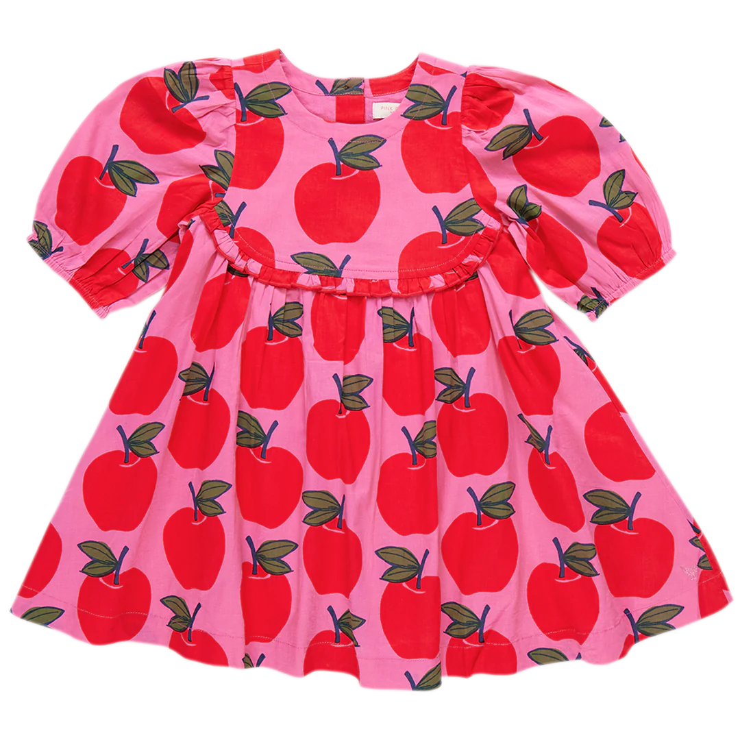 Girls Rowan Dress - Pink Apples